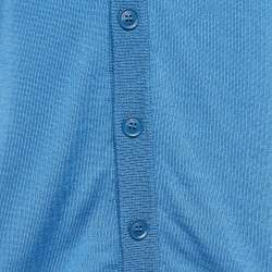 Love Moschino Blue Intarsia Knit Front Button Cardigan L