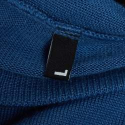 Love Moschino Blue Intarsia Knit Front Button Cardigan L