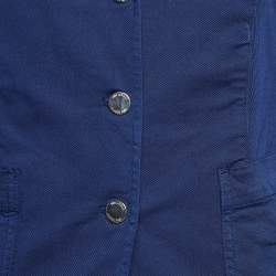 Love Moschino Navy Blue Cotton Metal Badge Detail Blazer M