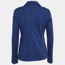 Love Moschino Navy Blue Cotton Metal Badge Detail Blazer M
