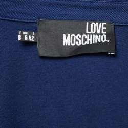 Love Moschino Navy Blue Cotton Metal Badge Detail Blazer M