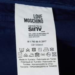 Love Moschino Navy Blue Cotton Metal Badge Detail Blazer M