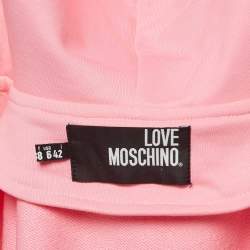 Love Moschino Pink Cotton Applique Detail Zip-Up Hoodie M