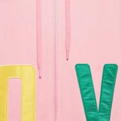 Love Moschino Pink Cotton Applique Detail Zip-Up Hoodie M