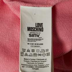 Love Moschino Pink Cotton Applique Detail Zip-Up Hoodie M