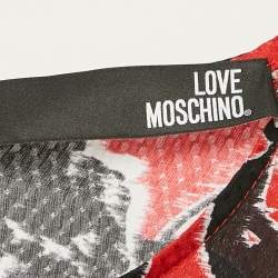Love Moschino Red Textured Floral Print Crepe Short Dress M