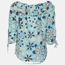 Pre Owned Love Moschino Multicolor Printed Silk Top M