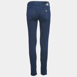 Pre Owned Love Moschino Navy Blue Ripped Denim Skinny Jeans M Waist 29"