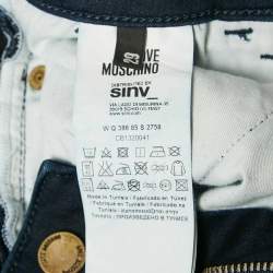 Pre Owned Love Moschino Navy Blue Ripped Denim Skinny Jeans M Waist 29"