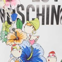 Love Moschino White Printed Cotton Round Neck T-Shirt S