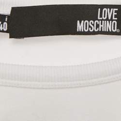 Love Moschino White Printed Cotton Round Neck T-Shirt S
