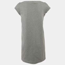 Love Moschino Grey Logo Embellished Cotton Knit Mini Dress M