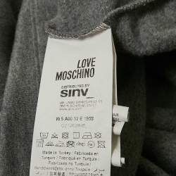 Love Moschino Grey Logo Embellished Cotton Knit Mini Dress M