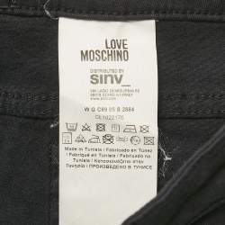 Love Moschino Black Printed Denim Heart Sequin Detail Mini Skirt M