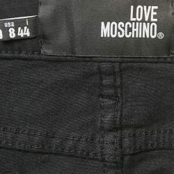 Love Moschino Black Printed Denim Heart Sequin Detail Mini Skirt M