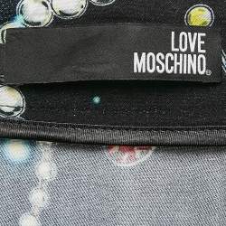 Pre Owned Moschino Black Jewels Print Crepe Maxi Skirt M