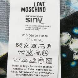 Pre Owned Moschino Black Jewels Print Crepe Maxi Skirt M