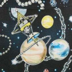 Pre Owned Moschino Black Jewels Print Crepe Maxi Skirt M