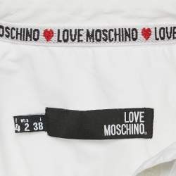 Pre Owned Love Moschino White Button Front Cap Sleeve Blouse S 
