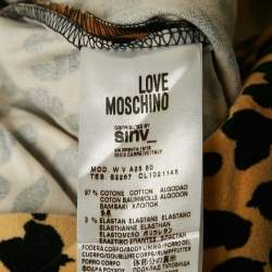 Love Moschino Brown Leopard Print Velour Bow Detail Short Dress S