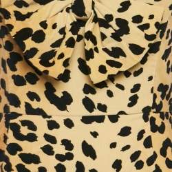 Love Moschino Brown Leopard Print Velour Bow Detail Short Dress S