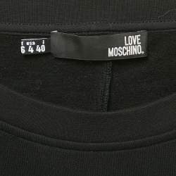 Love Moschino Black Viscose Heart Detail Mini Long Sleeve Dress S