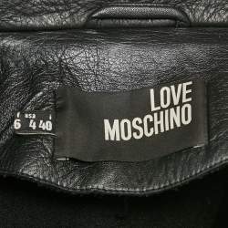 Love Moschino Black Spider Web Print Leather Riders Jacket S