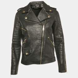 Love Moschino Black Spider Web Print Leather Riders Jacket S