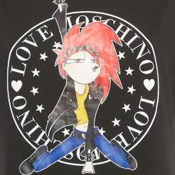 Love Moschino Black Printed Mesh and Jersey T-Shirt Dress M