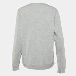 Pre Owned Love Moschino Grey Logo Print Cotton Crew Neck Sweatshirt M