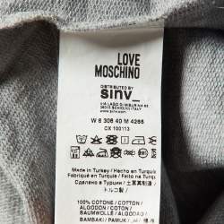 Pre Owned Love Moschino Grey Logo Print Cotton Crew Neck Sweatshirt M