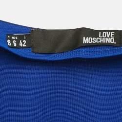 Love Moschino Blue Logo Plaque Jersey Zipper Detail Mini Dress M