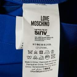 Love Moschino Blue Logo Plaque Jersey Zipper Detail Mini Dress M