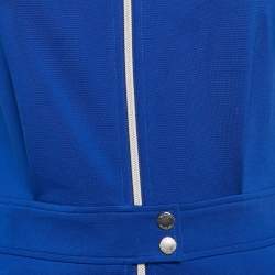 Love Moschino Blue Logo Plaque Jersey Zipper Detail Mini Dress M
