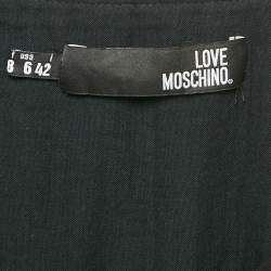 Pre Owned Love Moschino Black Jersey Ruched Mini Dress M