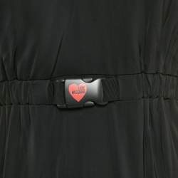 Pre Owned Love Moschino Black Jersey Ruched Mini Dress M