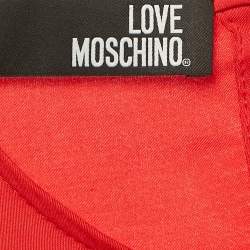 Love Moschino Red Satin Silk Waist Tie-Up Sleeveless Maxi Dress M