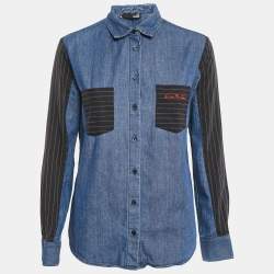 Love Moschino Blue Denim Button Front Long Sleeve S