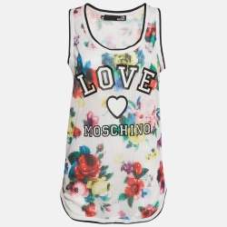 Love Moschino Multicolor Abstract Print Mesh Tank Top L