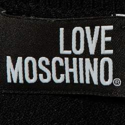 Pre Owned Love Moschino Black Logo Knit Turtle Neck Sweater M