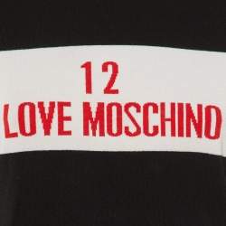 Pre Owned Love Moschino Black Logo Knit Turtle Neck Sweater M