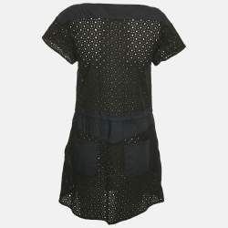 Pre Owned Love Moschino Black Broderie Anglaise Cotton Mini Dress S