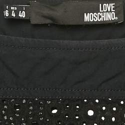 Pre Owned Love Moschino Black Broderie Anglaise Cotton Mini Dress S