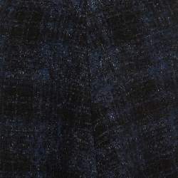 Pre Owned Love Moschino Navy Blue Tweed Fringed Mini Skirt M