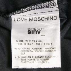 Love Moschino Black Cotton Waist Metal Embellished Short Dress L
