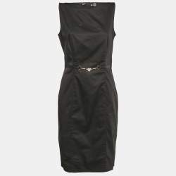 Love Moschino Black Cotton Waist Metal Embellished Short Dress L