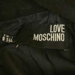 Pre Owned Love Moschino Black Wool Ruffle Detail Double Breasted Coat M
