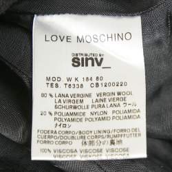 Pre Owned Love Moschino Black Wool Ruffle Detail Double Breasted Coat M