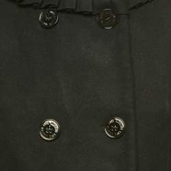 Pre Owned Love Moschino Black Wool Ruffle Detail Double Breasted Coat M