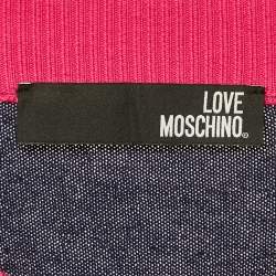 Pre Owned Love Moschino Navy Blue Sequin Embroidery Cotton Sweater Dress S